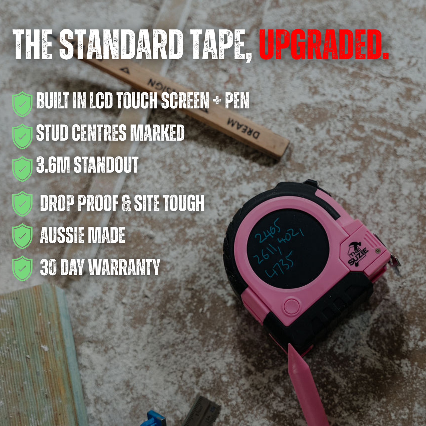 THE SUZIE 8M LCD TAPE MEASURE