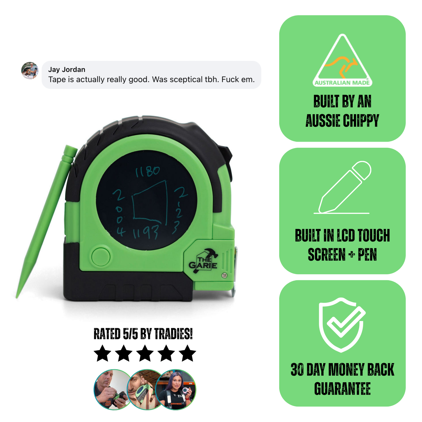 THE GARIE 8M LCD TAPE MEASURE