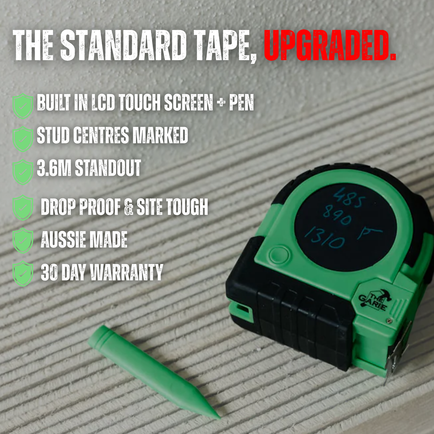 THE GARIE 8M LCD TAPE MEASURE