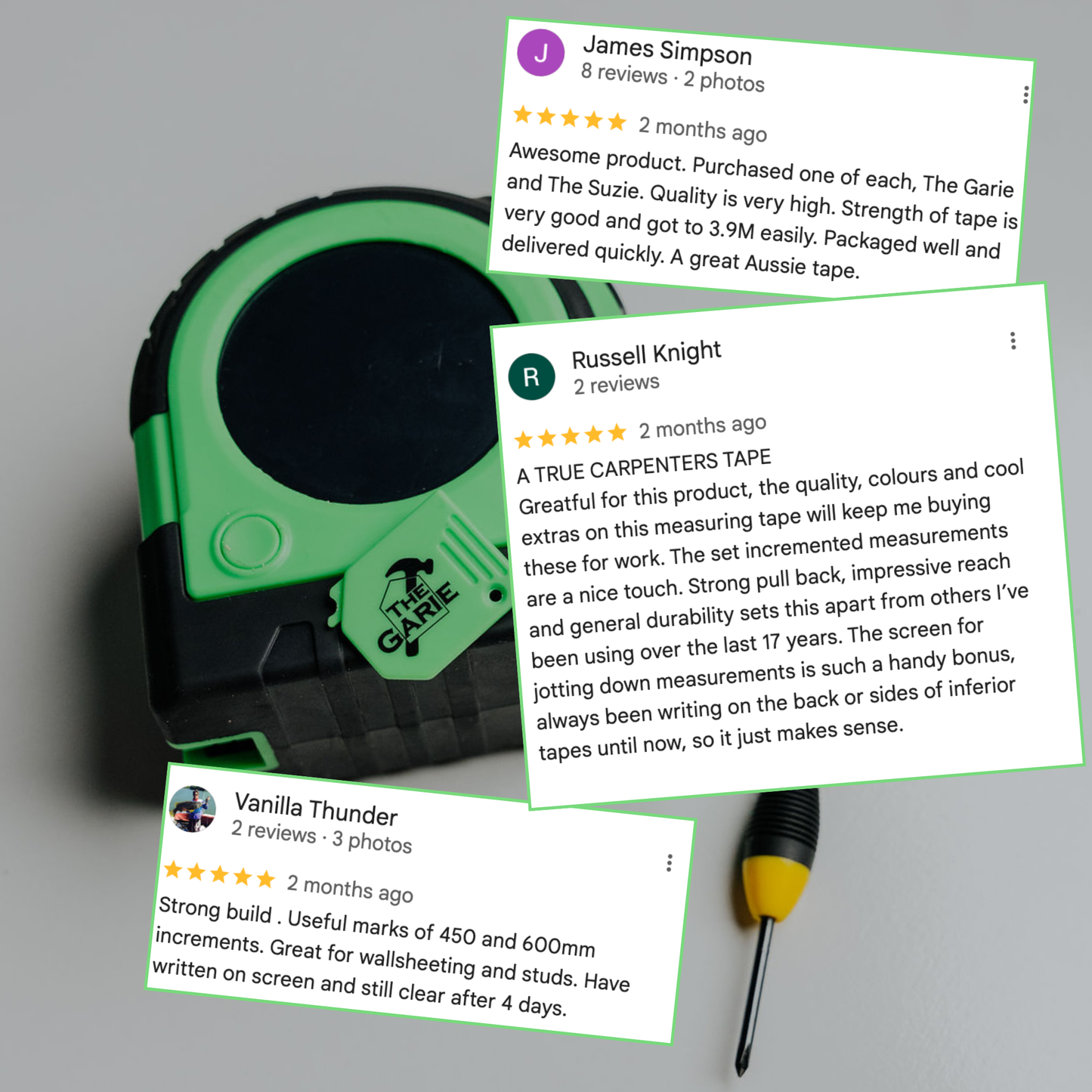 THE GARIE 8M LCD TAPE MEASURE